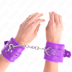 KINK - OKLADKI NA NADGARSTKI WYKLADZONE FUTREM Z KWADRATOWYMI OTWORAMI FIOLETOWY I FIOLETOWY PASEK Z REGULACJA 17-29 CM X 6 CM