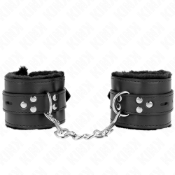 KINK - OKLADKI NA NADGARSTKI WYKLADZONE FUTREM Z KWADRATOWYMI OTWORAMI CZARNY I CZARNY PASEK Z REGULACJA 17-29 CM X 6 CM