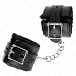 KINK - OKLADKI NA NADGARSTKI WYKLADZONE FUTREM Z KWADRATOWYMI OTWORAMI CZARNY I CZARNY PASEK Z REGULACJA 17-29 CM X 6 CM
