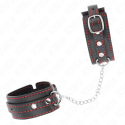 KINK - MALE OPTYCZKI NA NADGARSTKI CZARNE Z CZERWONA PODSZEWKA Z REGULACJA 14-24 CM X 3,5 CM