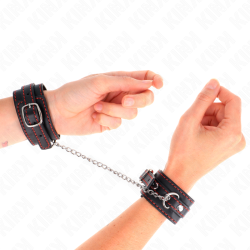 KINK - MALE OPTYCZKI NA NADGARSTKI CZARNE Z CZERWONA PODSZEWKA Z REGULACJA 14-24 CM X 3,5 CM