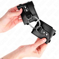 KINK - STALE ZAPIECIA NA NADGARSTKI Z PIERSCIENIEM I CWIEKAMI REGULOWANE CZARNE 17-22 CM X 6,5 CM
