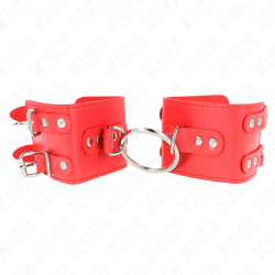 KINK - STALE ZABEZPIECZENIA NA NADGARSTKI Z PIERSCIENIEM I CWIEKAMI REGULOWANE CZERWONE 17-22 CM X 6,5 CM