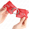 KINK - STALE ZABEZPIECZENIA NA NADGARSTKI Z PIERSCIENIEM I CWIEKAMI REGULOWANE CZERWONE 17-22 CM X 6,5 CM
