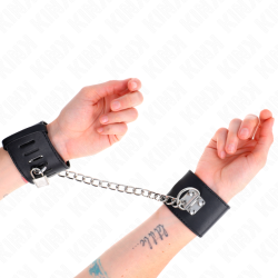 KINK - STALE ZABIEGI NA NADGARSTKI Z LANCUCHEM 30 CM I ZAMKNIECIEM NA KLódkE CZARNE Z REGULACJA 16-23 CM X 5,5 CM