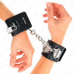 KINK - WIELOPOZYCYJNE ZAPIECIA NA NADGARSTKI Z ZAMKNIECIEM NA KLÓDKE CZARNE REGULOWANE 16-23 CM X 5,5 CM