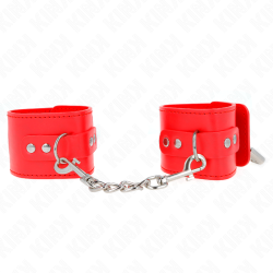 KINK - ZABEZPIECZENIA NA NADGARSTKI Z ZAMKNIECIEM NA KLÓDKE CZERWONE REGULOWANE 16-23 CM X 5,5 CM