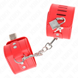 KINK - ZABEZPIECZENIA NA NADGARSTKI Z ZAMKNIECIEM NA KLÓDKE CZERWONE REGULOWANE 16-23 CM X 5,5 CM