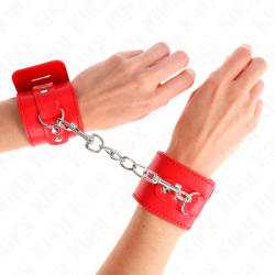 KINK - ZABEZPIECZENIA NA NADGARSTKI Z ZAMKNIECIEM NA KLÓDKE CZERWONE REGULOWANE 16-23 CM X 5,5 CM