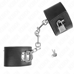 KINK - ZABEZPIECZENIA NA NADGARSTKI Z ZAMKNIECIEM NA KLÓDKE CZARNE REGULOWANE 16-23 CM X 5,5 CM