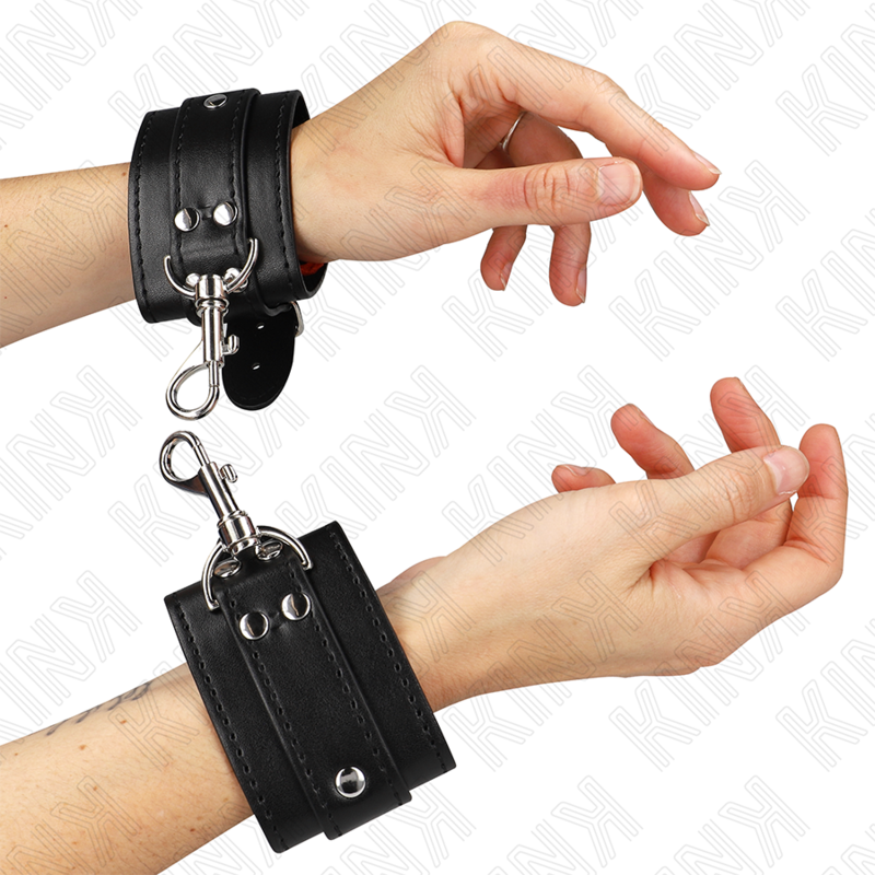 KINK - ZABEZPIECZACZE NA NADGARSTKI DUNGEON CZARNE Z REGULACJA 21-28 CM X 5,5 CM