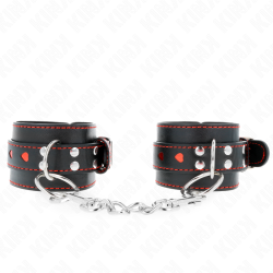 KINK - CZARNE OPTYCZKI NA NADGARSTKI Z CZERWONA WKLADKA W SERCU Z REGULACJA 21-28 CM X 5,5 CM