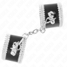 KINK - CZARNE ZABIEGI NA NADGARSTKI Z BIALA DEKORACJA KORONKA Z REGULACJA 20-23 CM X 5,5 CM