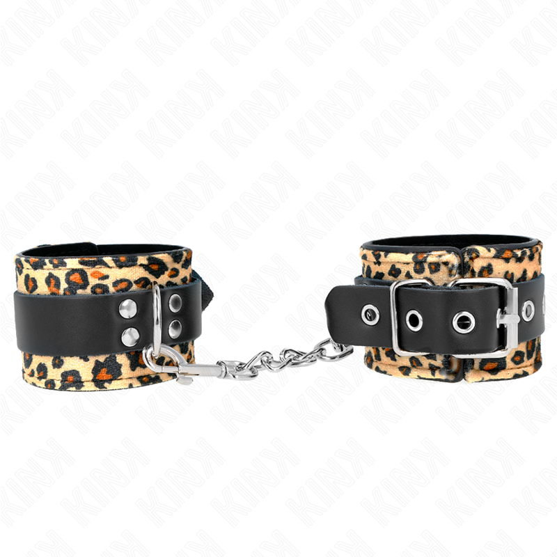 KINK - ZABEZPIECZNIK NA NADGARSTKI Z PRAWDZIWEJ SKÓRY LEOPARD Z REGULACJA 18-29 CM X 5,5 CM