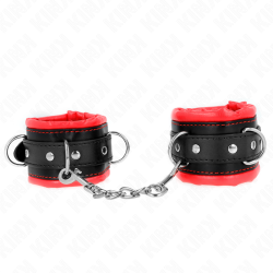 KINK - CIEZKIE ZABIEGI NA NADGARSTKI Z CZERWONYM FUTREM, REGULOWANE WYMIARY 20-30 CM X 6 CM