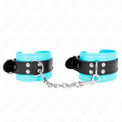 KINK - ZAPIECIA NA NADGARSTKI Z HACZYKIEM NIEBIESKIE PODSWIETLONE FUTREM REGULOWANE 20-28 CM X 5,5 CM