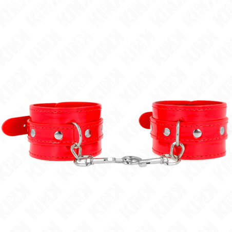 KINK - BLYSZCZACE MANKIETY CZERWONE Z REGULACJA 23-33 CM