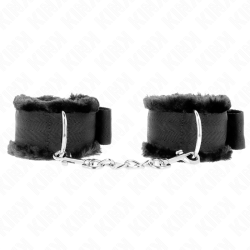 KINK - OKLADKI NA NADGARSTKI WYSCIATANE FUTERKIEM CZARNE Z REGULACJA 17-31 CM X 7 CM
