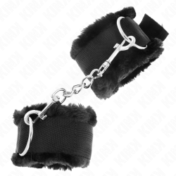 KINK - OKLADKI NA NADGARSTKI WYSCIATANE FUTERKIEM CZARNE Z REGULACJA 17-31 CM X 7 CM