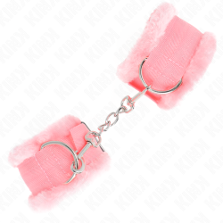 KINK - OKLADKI NA NADGARSTKI WYSCIATANE FUTERKIEM RÓZOWE REGULOWANE 17-31 CM X 7 CM