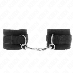 KINK - NYLONOWE ZAPIECIE NA NADGARSTKI NA HACZYKI I PETLE CZARNY MODEL 2 REGULOWANY 18-35 CM X 6 CM