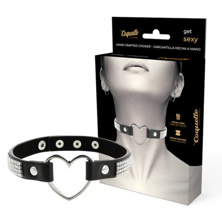 COQUETTE CHIC DESIRE - WEGANSKI CHOKER Z SERDUSZKIEM SKORZANYM
