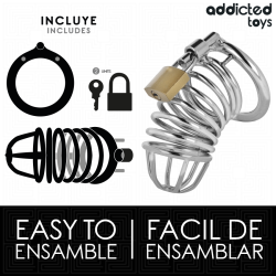 ADDICTED TOYS LOCKED - KLATKA NA PENISA METALOWA IRON CELL ROZMIAR M