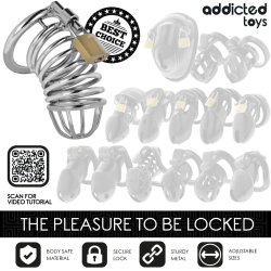 ADDICTED TOYS LOCKED - GAIOLA DE PÊNIS DE METAL COM CÉLULA DE FERRO 4 CM TAMANHO S