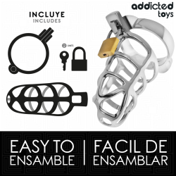 ADDICTED TOYS ZAMKNIĘTE - SREBRNY ZAMEK METALOWY PENIS CAGE ROZMIAR S