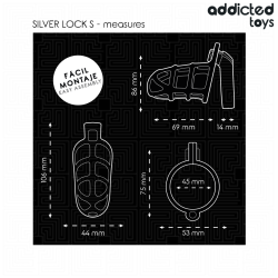 ADDICTED TOYS ZAMKNIĘTE - SREBRNY ZAMEK METALOWY PENIS CAGE ROZMIAR S