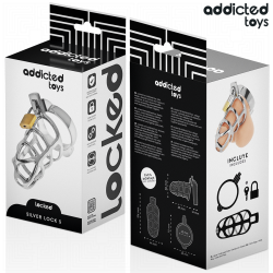 ADDICTED TOYS ZAMKNIĘTE - SREBRNY ZAMEK METALOWY PENIS CAGE ROZMIAR S