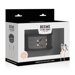 BEGME - KOLNIERZ BLACK EDITION Z ZACISKAMI NA SUTKI Z NEOPRENOWA WYSCIOLKA