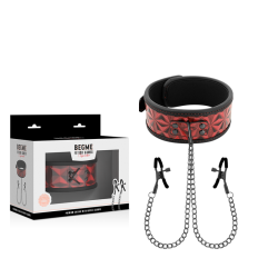BEGME - KOLNIERZ RED EDITION Z ZACISKAMI NA SUTKI Z NEOPRENOWA WYSCIOLKA