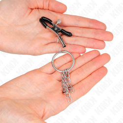KINK - O-RING ZACISK NA NYPLE I MALY LANCUCH SREBRNY 6 CM