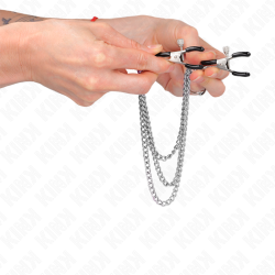 KINK - ZACISKI NA SUMKI Z 3 LANCUCHAMI SREBRNE 20/23/28 CM