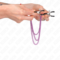 KINK - ZACISKI NA SUMKI Z 3 LANCUCHAMI FIOLETOWE 20/23/28 CM