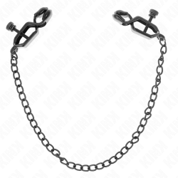 KINK - ZACISKI NA SUTKI Z PLASKIM LANCUCHEM CZARNE 30 CM