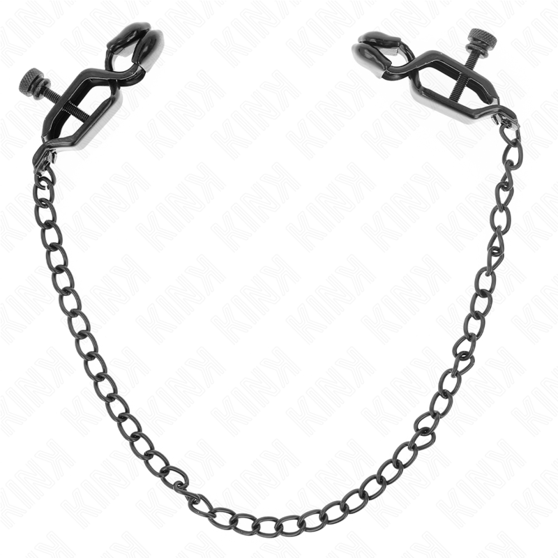 KINK - ZACISKI NA SUTKI Z PLASKIM LANCUCHEM CZARNE 30 CM