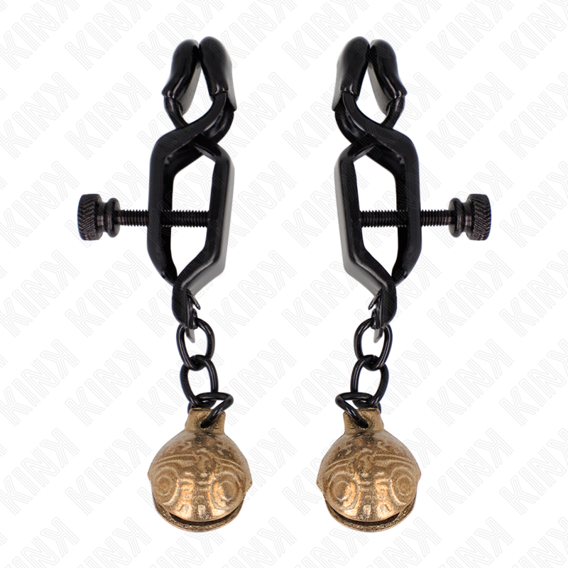 ZACISKI NA SUTKI TYPU KINK - BELL JAW, CZARNE 7 CM