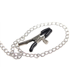 SUBBLIME - 953720 BONDAGE SKÓRZANY PASEK ZACISKI NA PIERSI CZARNY JEDEN ROZMIAR