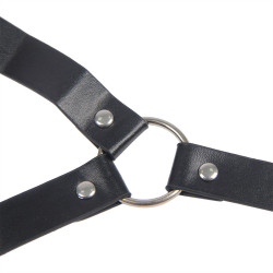 SUBBLIME - 953720 BONDAGE SKÓRZANY PASEK ZACISKI NA PIERSI CZARNY JEDEN ROZMIAR