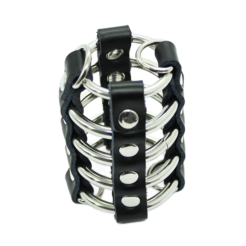 OHMAMA FETISH - GAIOLA PARA PÊNIS COM ANÉIS DE METAL E ALAS DE COURO