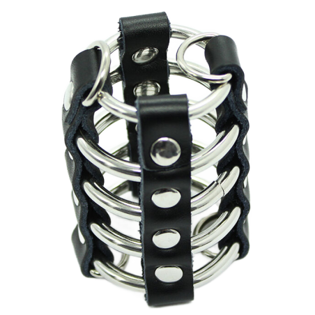 OHMAMA FETISH - GAIOLA PARA PÊNIS COM ANÉIS DE METAL E ALAS DE COURO