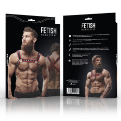 FETISH SUBMISSIVE ATTITUDE - M?SKA SZELKA Z EKO-SKÓRY BULLDOG CZARNO-CZERWONA