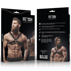 FETISH SUBMISSIVE ATTITUDE - M?SKIE REGULOWANE SZELCE BULLDOG Z EKO-SKÓRY Z KRZY?OW? KLATK? PIERSIOW?
