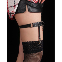 SUBBLIME - 953744 VERSTELLBARES PUNK-STRUMPFHOSE AUS LEDER SCHWARZ EINE GRÖSSE