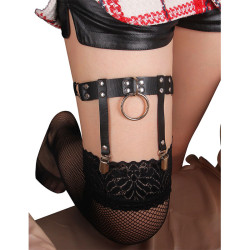 SUBBLIME - 953744 REGULOWANA SKÓRZANA PODWIĄZKA PUNK CZARNA JEDEN ROZMIAR