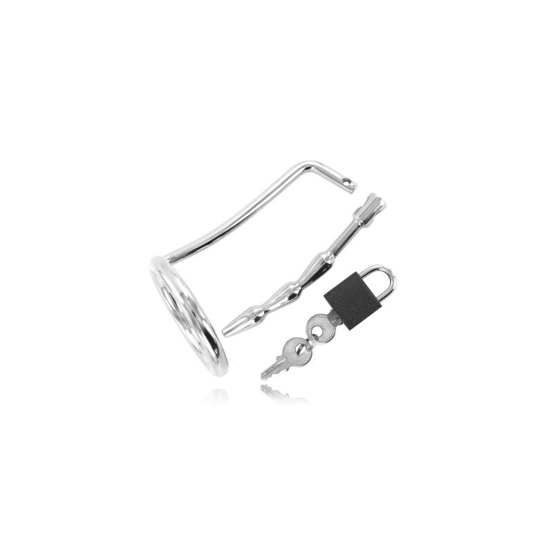 METAL HARD - HODENRING AUS MIT HARNRÖHREN-KEUSCHHEITSSTECKER METAL HARD - HODENRING AUS MIT HARNRÖHREN-KEUSCHHEITSSTECKER