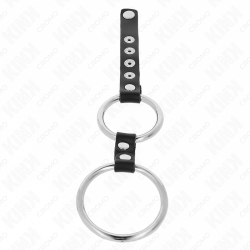 KINK - PODWÓJNY PENIS METALOWY 3,8 CM NA 5 CM POLACZONY SKÓRA