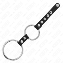 KINK - PODWÓJNY PENIS METALOWY 3,8 CM NA 5 CM POLACZONY SKÓRA